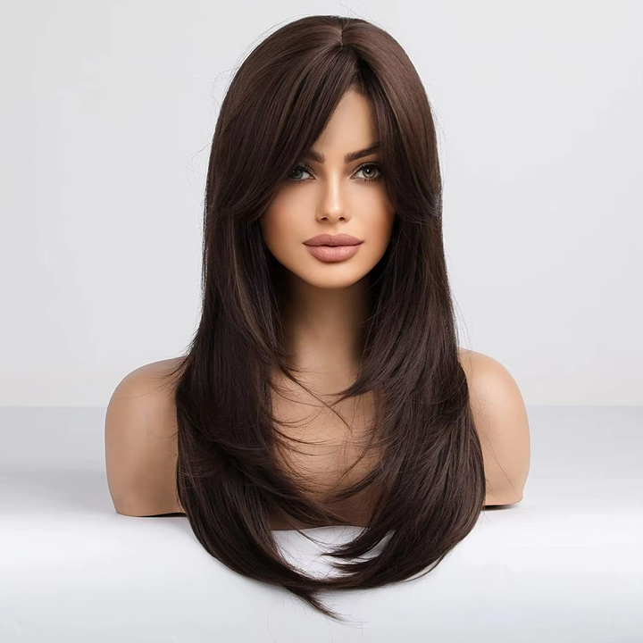 Natural Black Curly Straight High Temperature Fiber Silk Wig