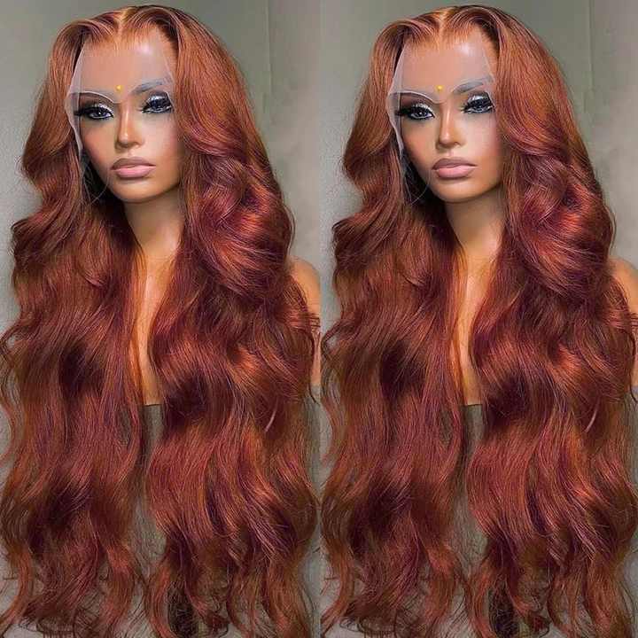 Pre-African Lace Wig Brown Red Long Curly Fluffy