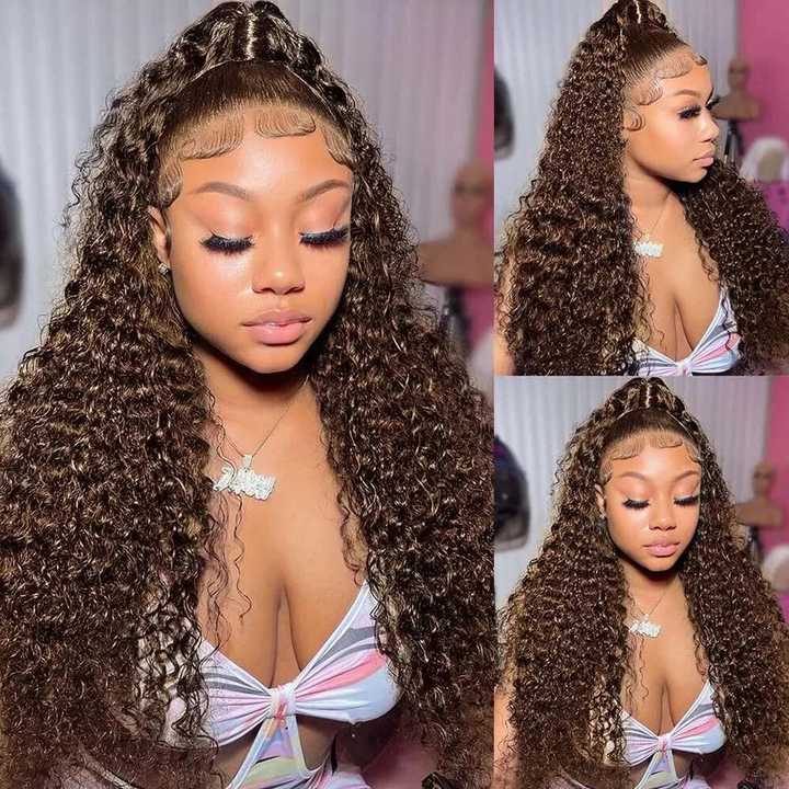 Glueless Human Hair Wigs Wholesale 13x4 Natural Brown Lace Front HD Lace Curly Wigs