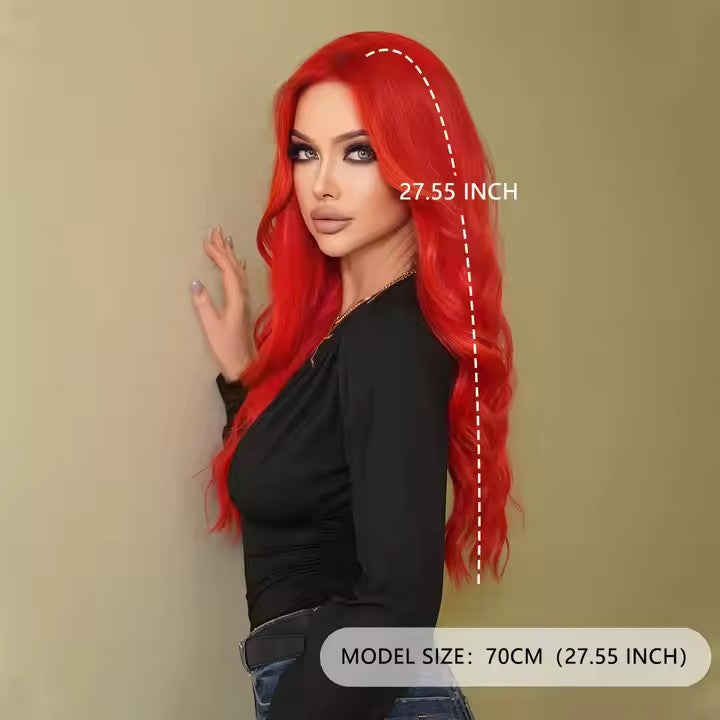 Red Wig Lace Front Wigs Women Body Wave Pre Pulled Baby Hair Synthetic Lace